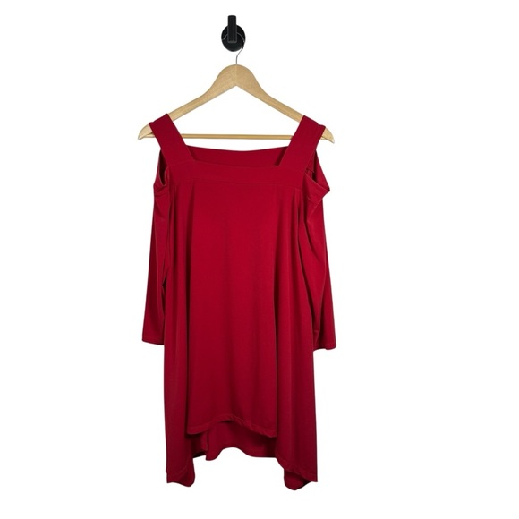 Chico’s Women’s Cold Shoulder Flowy Mini Dress Red Size XS (0) - Picture 2 of 10